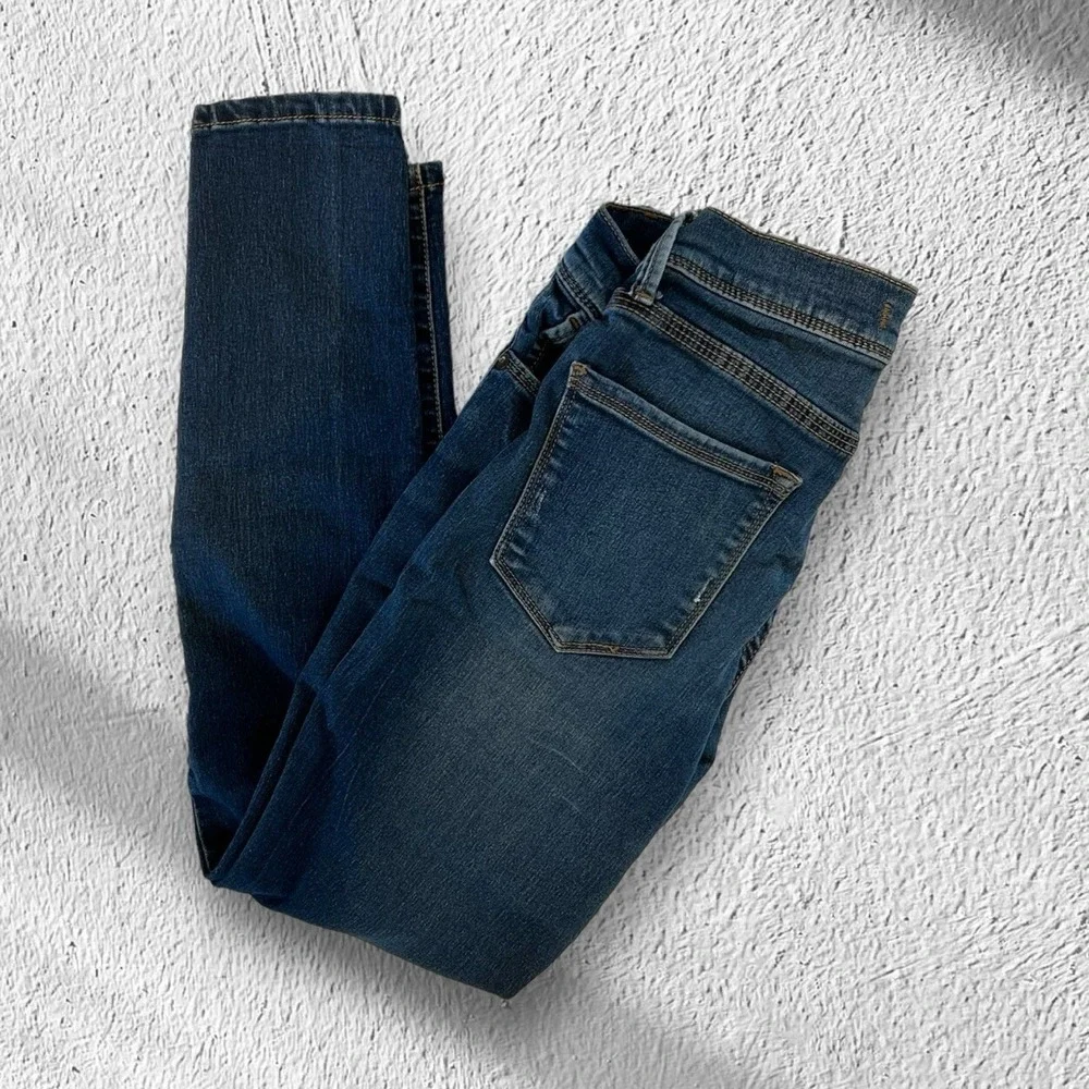 Free People Women's Blue Low Rise Skinny Leg Stretch Jegging Jeans Size 25‎